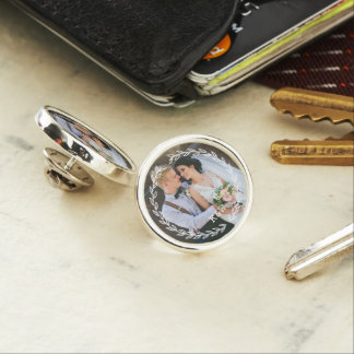 Round Vintage Frame Monogrammed Photo Lapel Pin