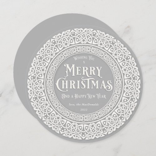 Round Vintage Gray + Off White Celtic