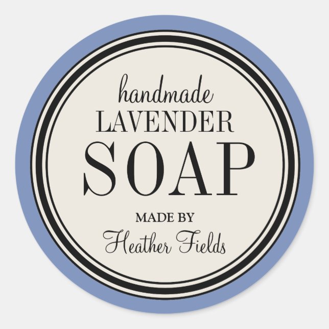 Round Vintage Label Frame Lavender Soap Template (Front)
