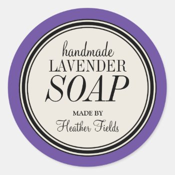 Round Vintage Label Frame Lavender Soap Template by circlealine at Zazzle