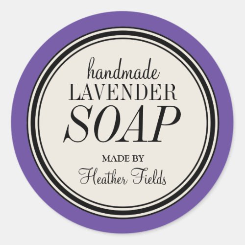 Round Vintage Label Frame Lavender Soap Template