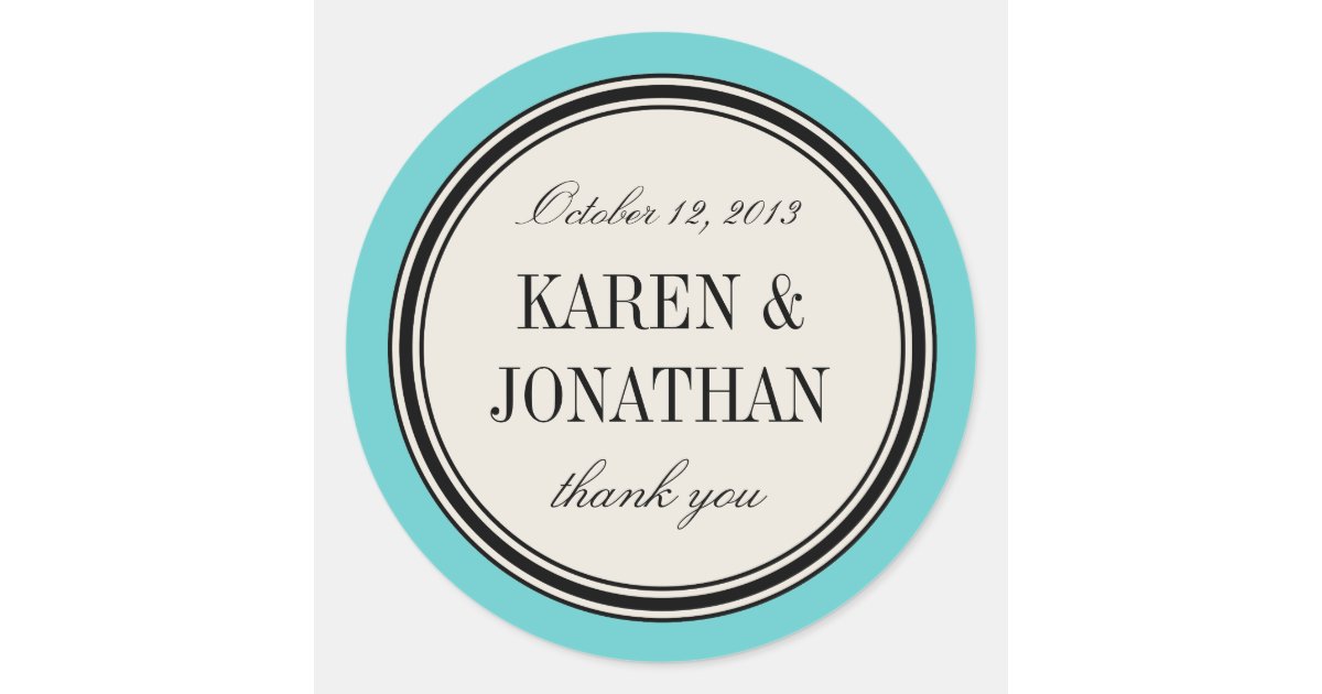 Round Vintage Label Wedding Favor Template Blue Classic