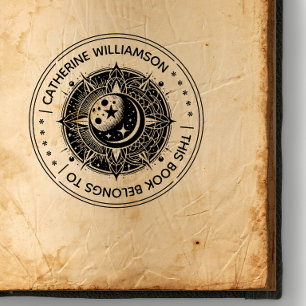 Round Vintage mystic sun This book belongs to Rubber Stamp