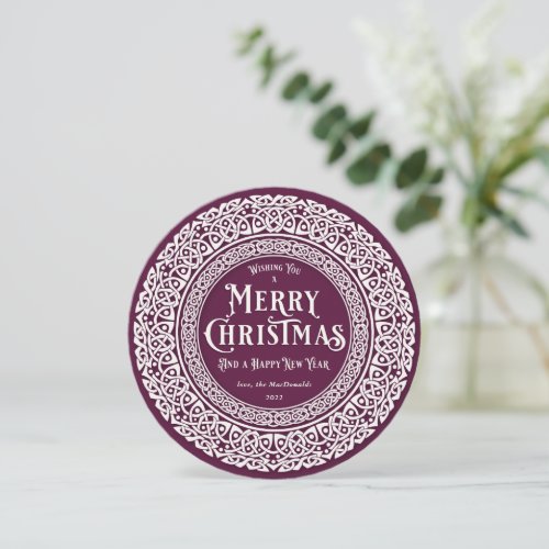 Round Vintage Plum + Off White Celtic