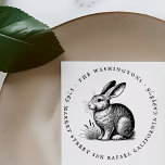 Round Vintage Rabbit Family Name Return Address Rubber Stamp<br><div class="desc">This vintage-style,  beautiful rabbit design is surrounded by a deliberately weathered looking small caps font,  producing a classical antique style.</div>