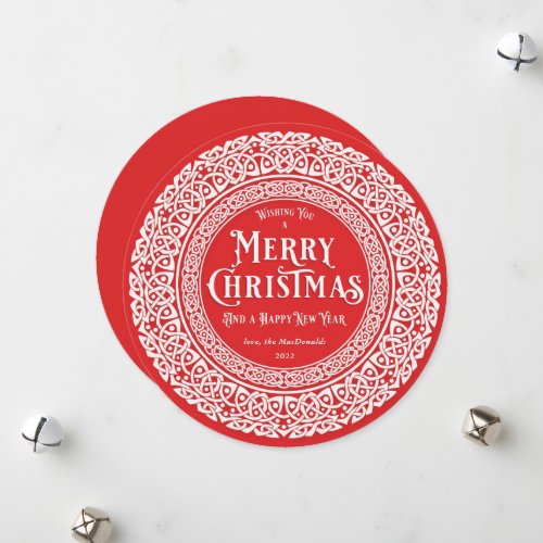 Round Vintage Red + Off White Celtic