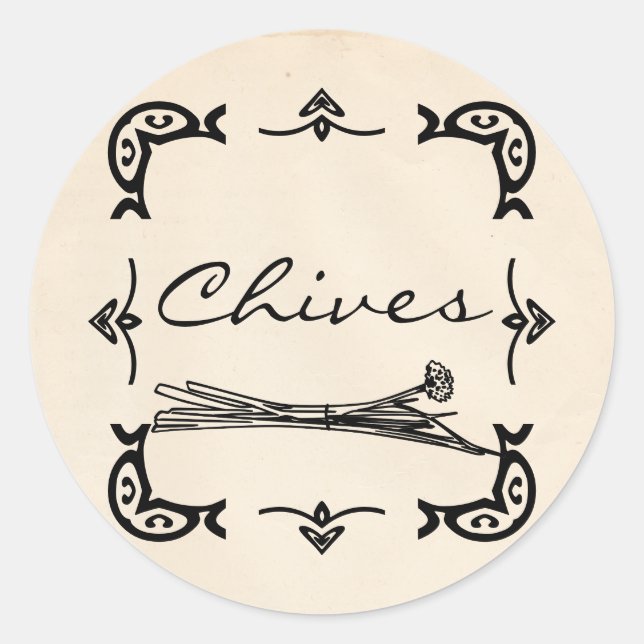 Round Vintage-Style Chives Sticker (Front)
