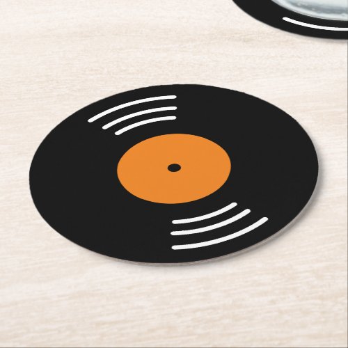 Round vinyl music record paper coaster set