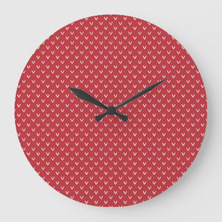 Round Wall Clock: Rose Red and White Pattern Large Clock