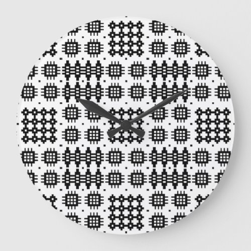 Round Wall Clock Welsh Tapestry Pattern Black Large Clock