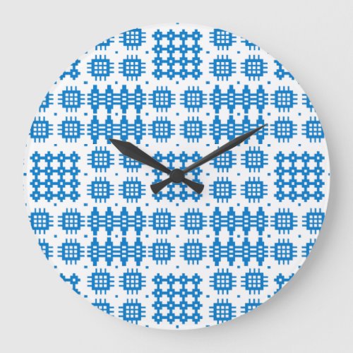 Round Wall Clock Welsh Tapestry Pattern Blue Large Clock