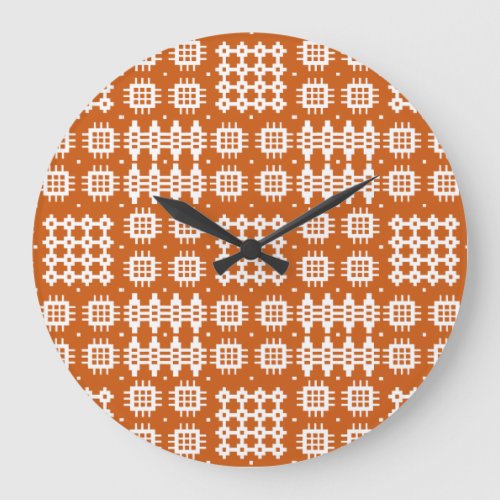 Round Wall Clock Welsh Tapestry Pattern Brick Red