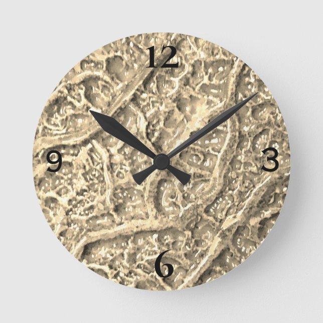 Round Wall Clock With Organic texture print (Front)