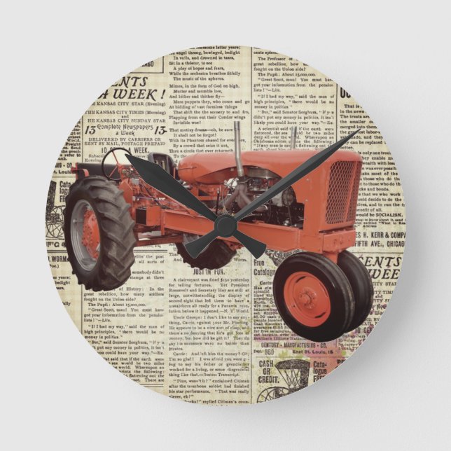 Round Wall Tractor Clock (Front)