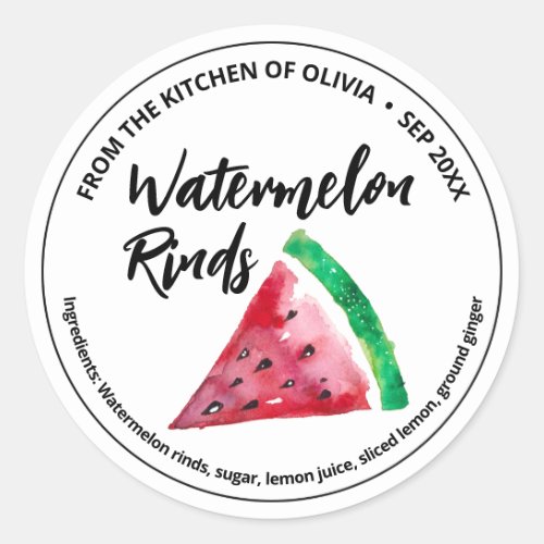 Round Watermelon Rind Canning Sticker