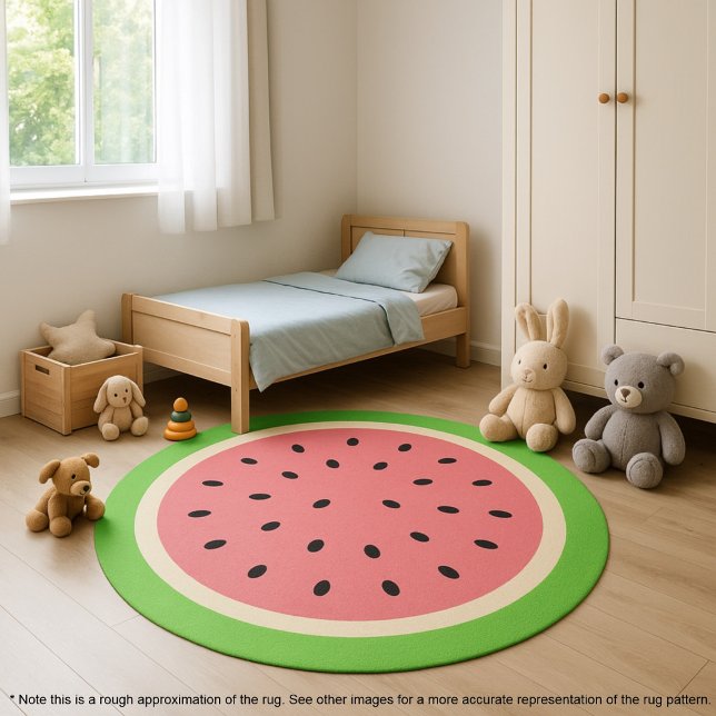 Round Watermelon Rug - Circle Carpet Area Rug (Watermelon rug - round circular watermelon fruit carpet)