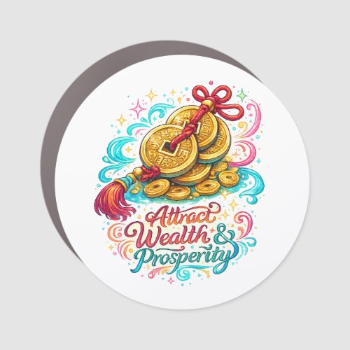 Round Wealth Car Magnet