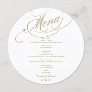 Round Wedding Dinner Menu Card For Plate