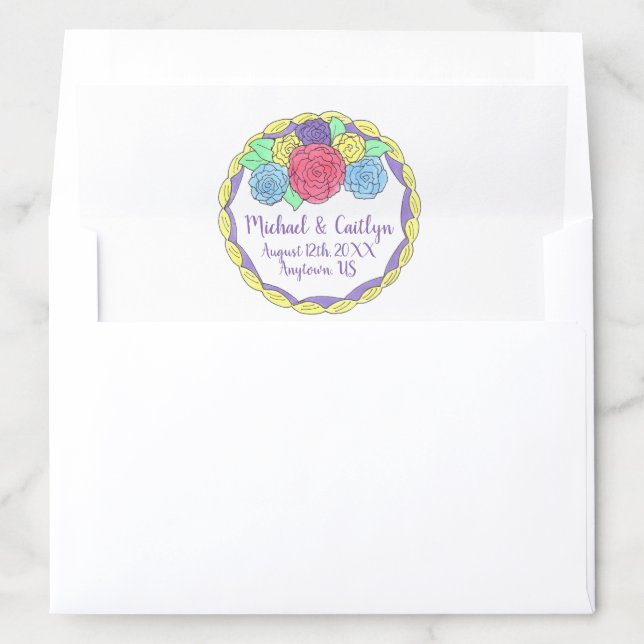 Round Wedding Engagement Party Cake Frosting Roses Envelope Liner (In Envelope)