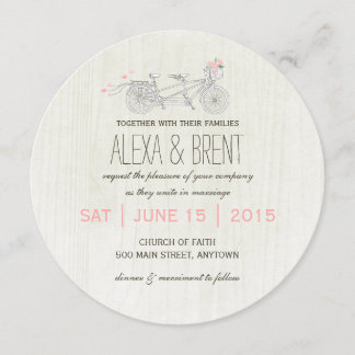Round Wedding Invitation with Tandem Bike