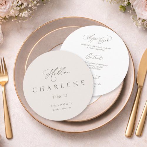 Round Wedding Menu Card Minimal Bridal Shower