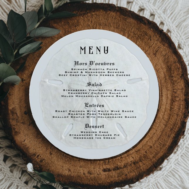 Round Wedding Menu Sand Dollar Design (Creator Uploaded)