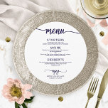 Round Wedding Menu Simple Elegant Chic Navy Blue<br><div class="desc">A simple chic calligraphy wedding menu card. I do offer a free customisation service,  if you have any questions or special requests,  please feel free to contact me.</div>