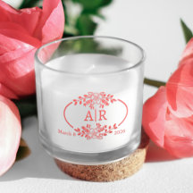 Round Wedding Party Monogram in Red