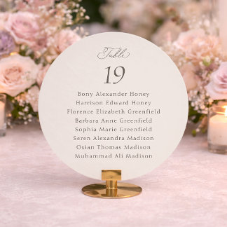 Round Wedding Seating Chart Table Number