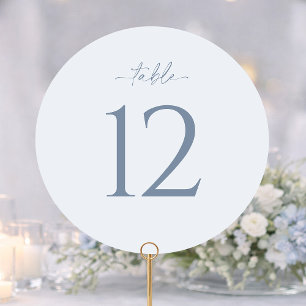 Round Wedding Table Number Sign in Dusty Blue 
