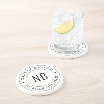 Round White Custom Business Company Name Coaster