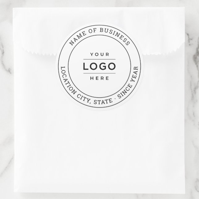 Round White Custom Business Logo Branded Classic Round Sticker (Bag)