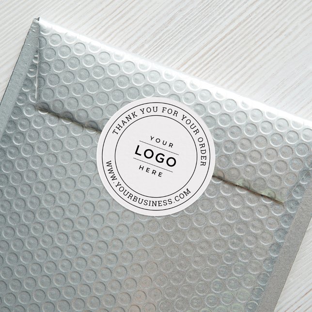 Round White Custom Business Logo Branded Classic Round Sticker (Creator Uploaded)