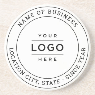 Round White Custom Business Logo Branded Coaster