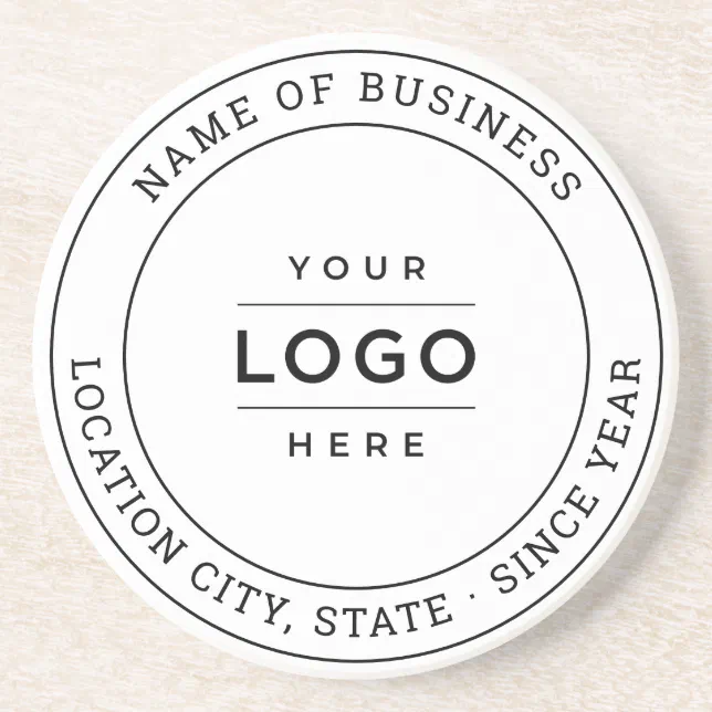 Round White Custom Business Logo Branded Coaster | Zazzle