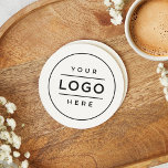 Round White Custom Business Logo Branded Round Paper Coaster<br><div class="desc">A professional custom branded coaster for your business features your logo design image printed on a round paper coaster. Simply add your logo in place of the black placeholder image. Other wording such as a slogan or website could also be added via customize. The white background can be customized as...</div>