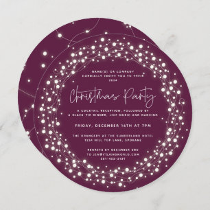 Round Winterberry Sparkling Lights Christmas Party Invitation