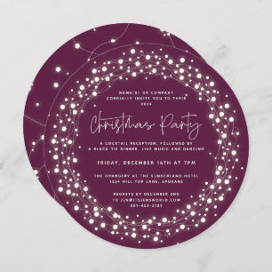 Round Winterberry Sparkling Lights Christmas Party Invitation