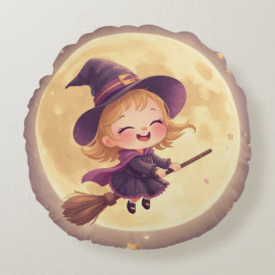 Round Witch Halloween Pillow – Spooky Decor