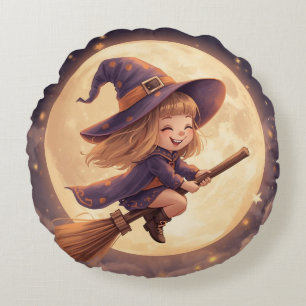 Round Witch Halloween Pillow – Spooky Decor