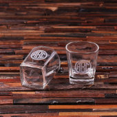 Round Wood Tray Set: Whiskey Glasses & Decanter (Glasses)