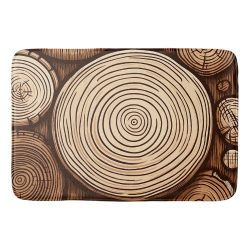 Round Wood Tree Logs Wooden Woodland Forest  Bath Mat