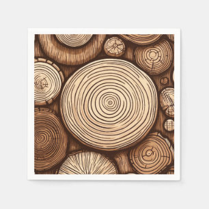 Round Wood Tree Logs Wooden Woodland Forest Napkins