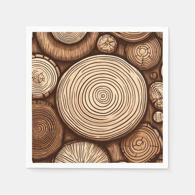 Round Wood Tree Logs Wooden Woodland Forest  Napkins (Front)