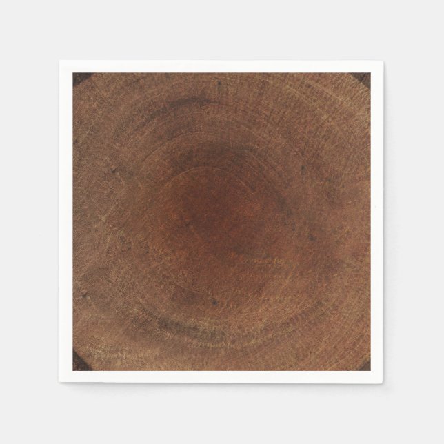 Round Wood Tree Trunk Bark Rustic Nature Natural Napkins (Front)