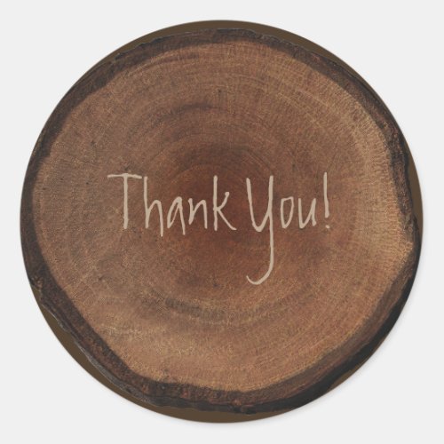 Round Wood Tree Trunk Bark Rustic Wedding Favor Classic Round Sticker