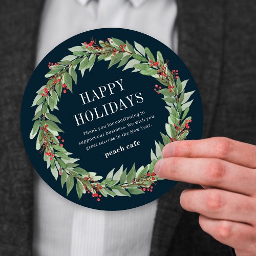 Round Wreath Business Holiday Card