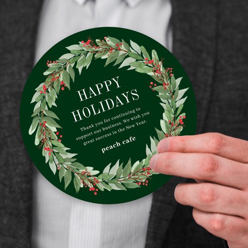 Round Wreath Business Holiday Card