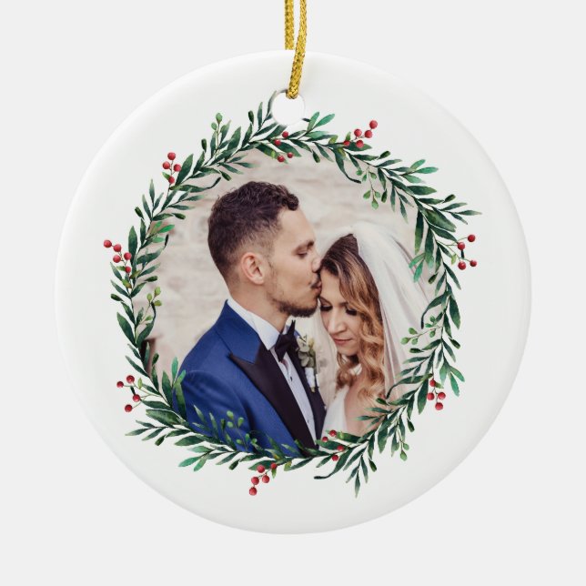 Round Wreath Ceramic Ornament (Front)
