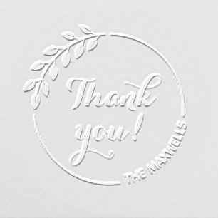 Round Wreath Thank You Family Name Embosser